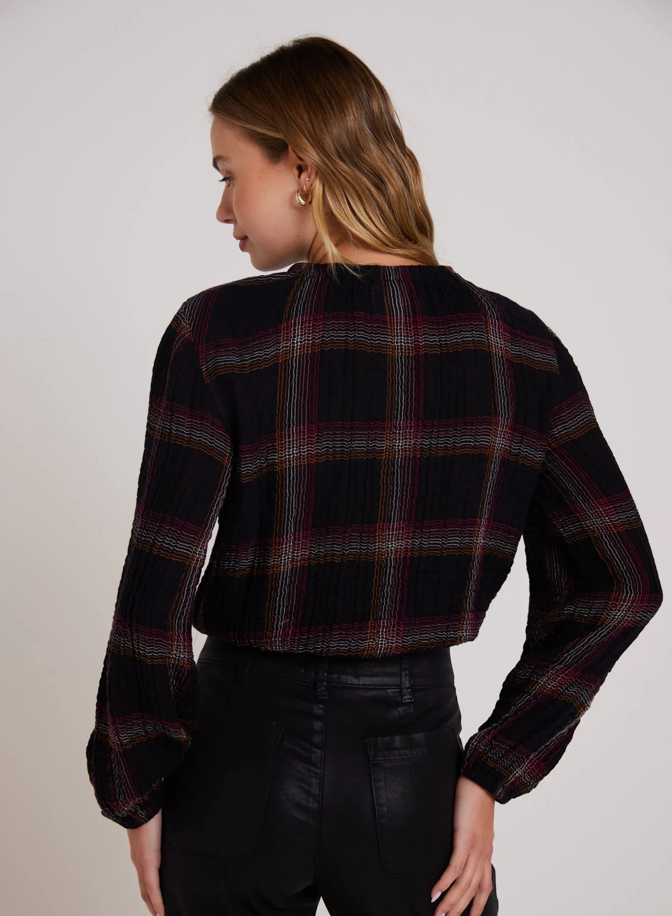 Elastic Shirred Top - Autumn Sunset Plaid