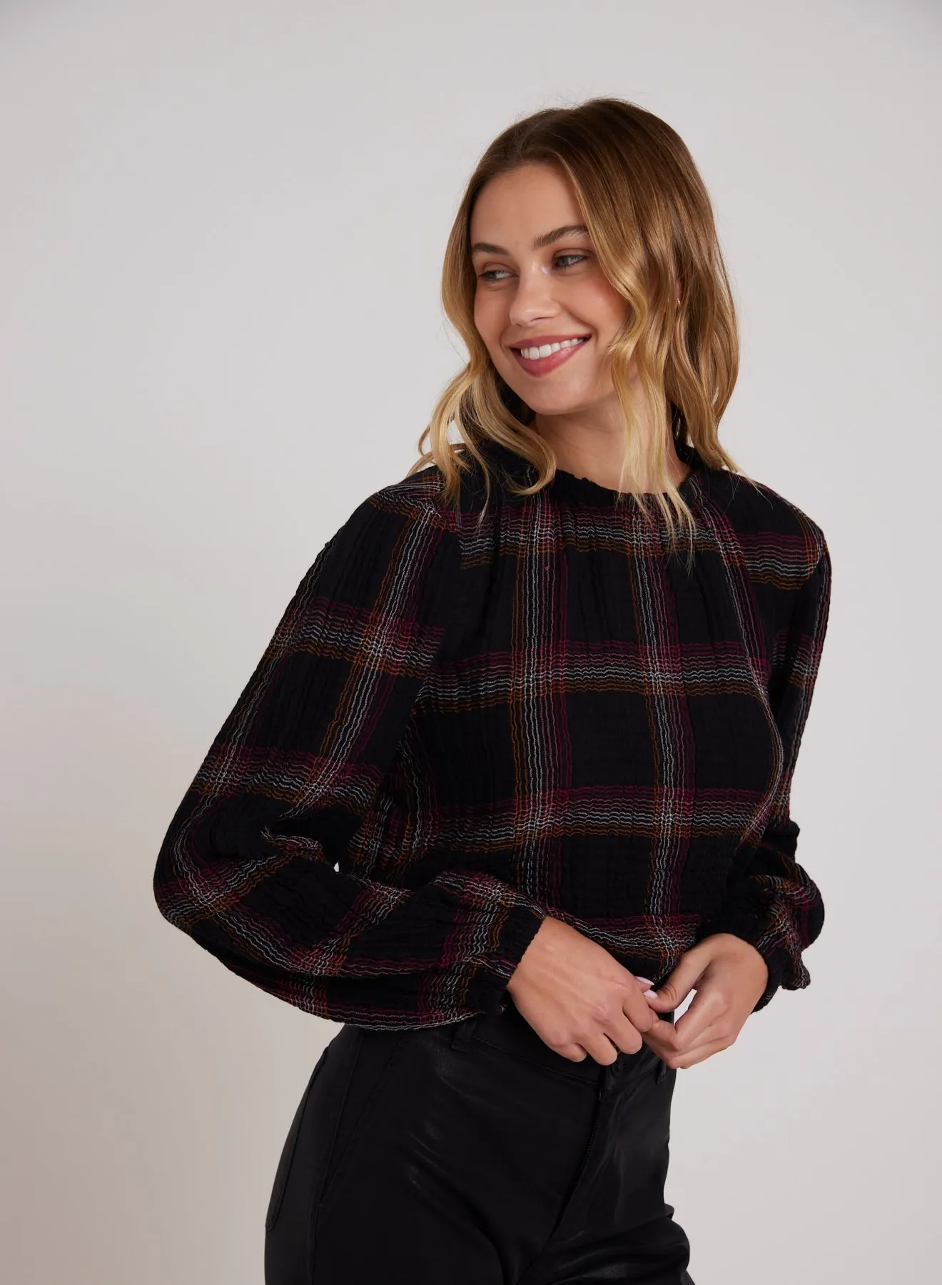 Elastic Shirred Top - Autumn Sunset Plaid