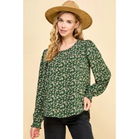 Fall Floral Printed Long Sleeve Blouse Top