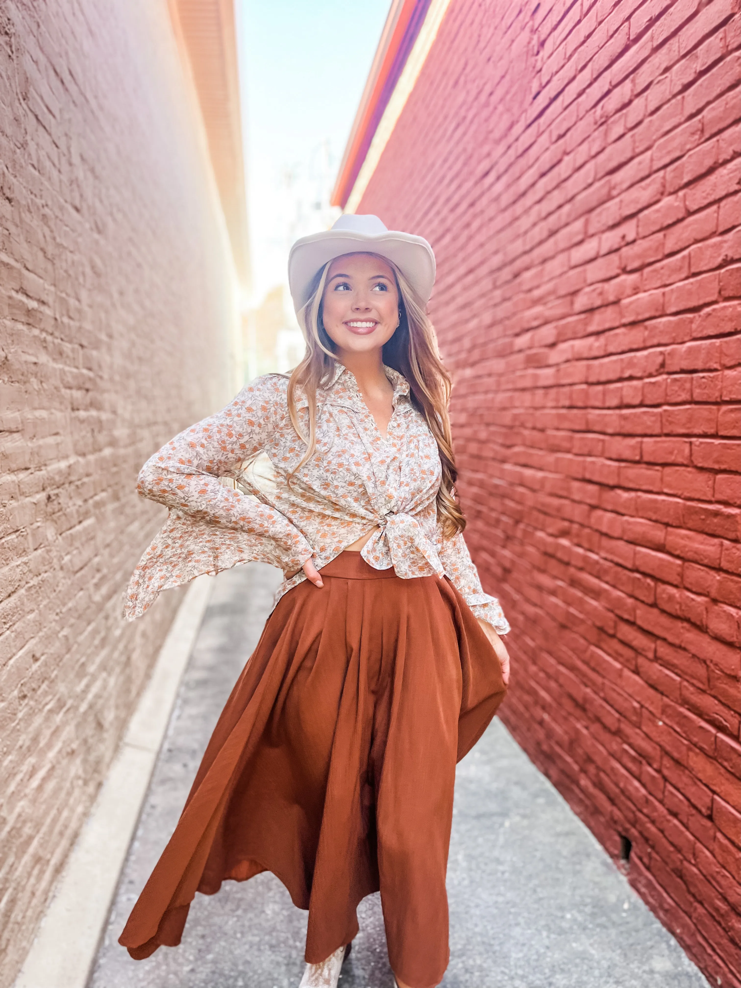 Fall Floral Semi Sheer Blouse