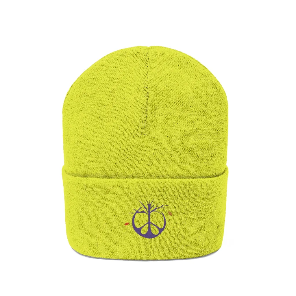 Fall Tree Peace Sign- Knit Beanie