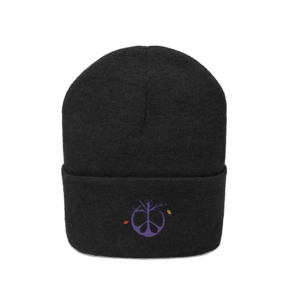 Fall Tree Peace Sign- Knit Beanie