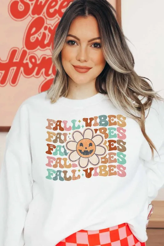 FALL VIBES FLOWER GRAPHIC SWEATSHIRT