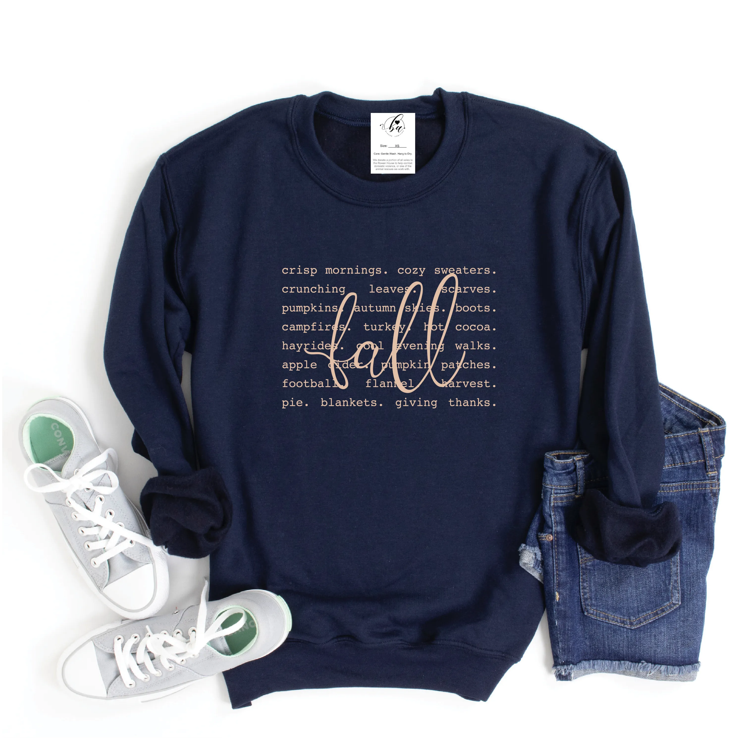 Fall Words Cozy Crew Neck Sweater