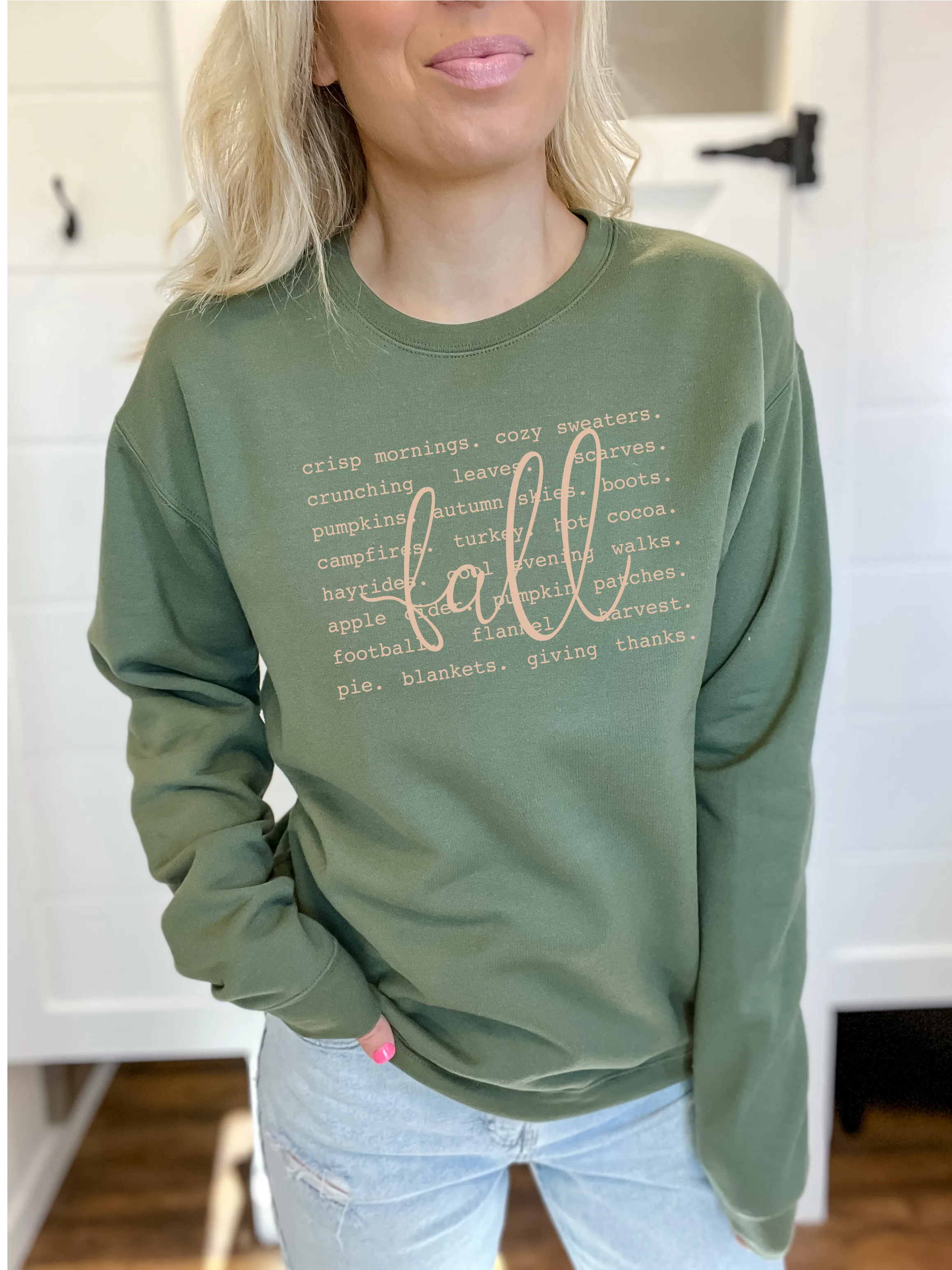 Fall Words Cozy Crew Neck Sweater