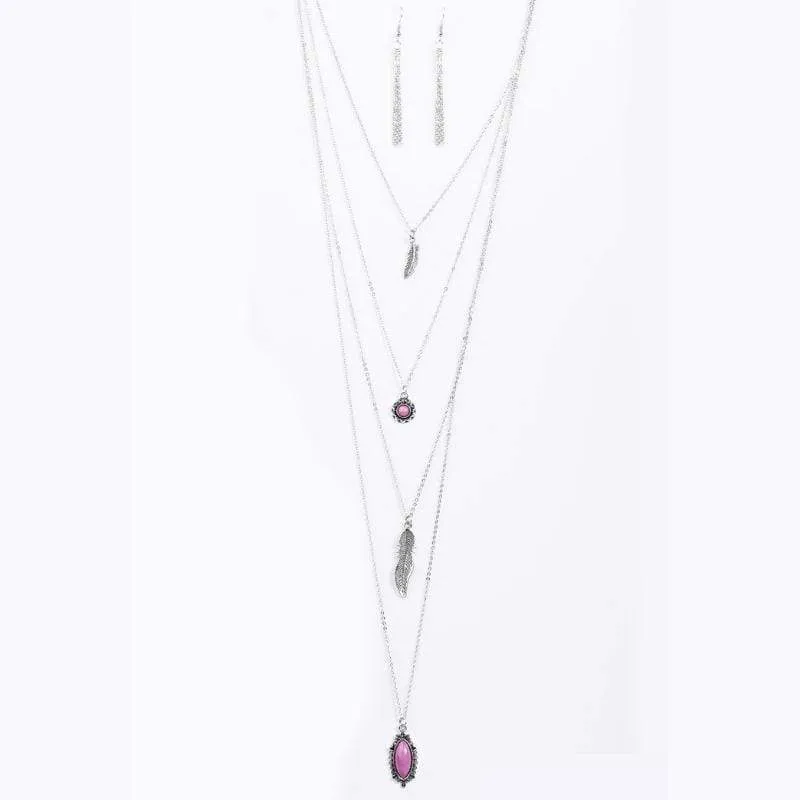 Flying Lessons Quad-Layer Purple Necklace