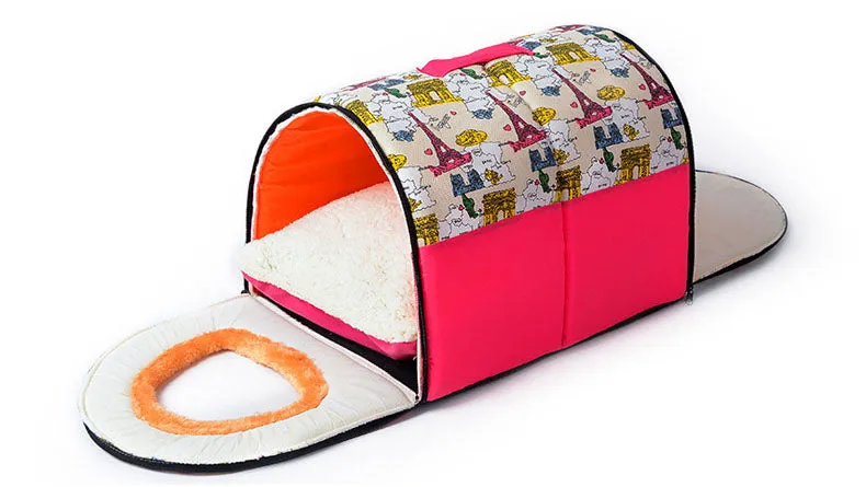 Foldable Warm Soft Cat Cave Cat Bed With Removable Mat