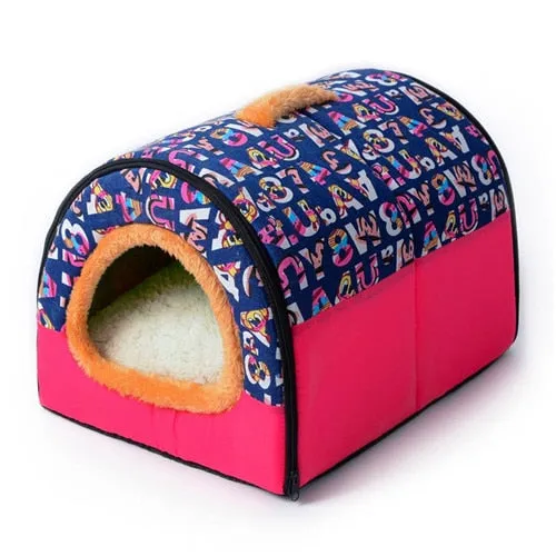 Foldable Warm Soft Cat Cave Cat Bed With Removable Mat