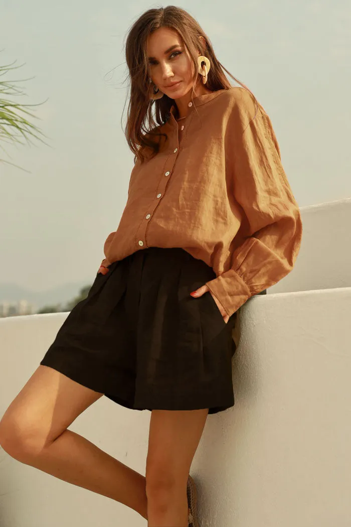 Frieeah Stand Collar Loose Fit Shirt