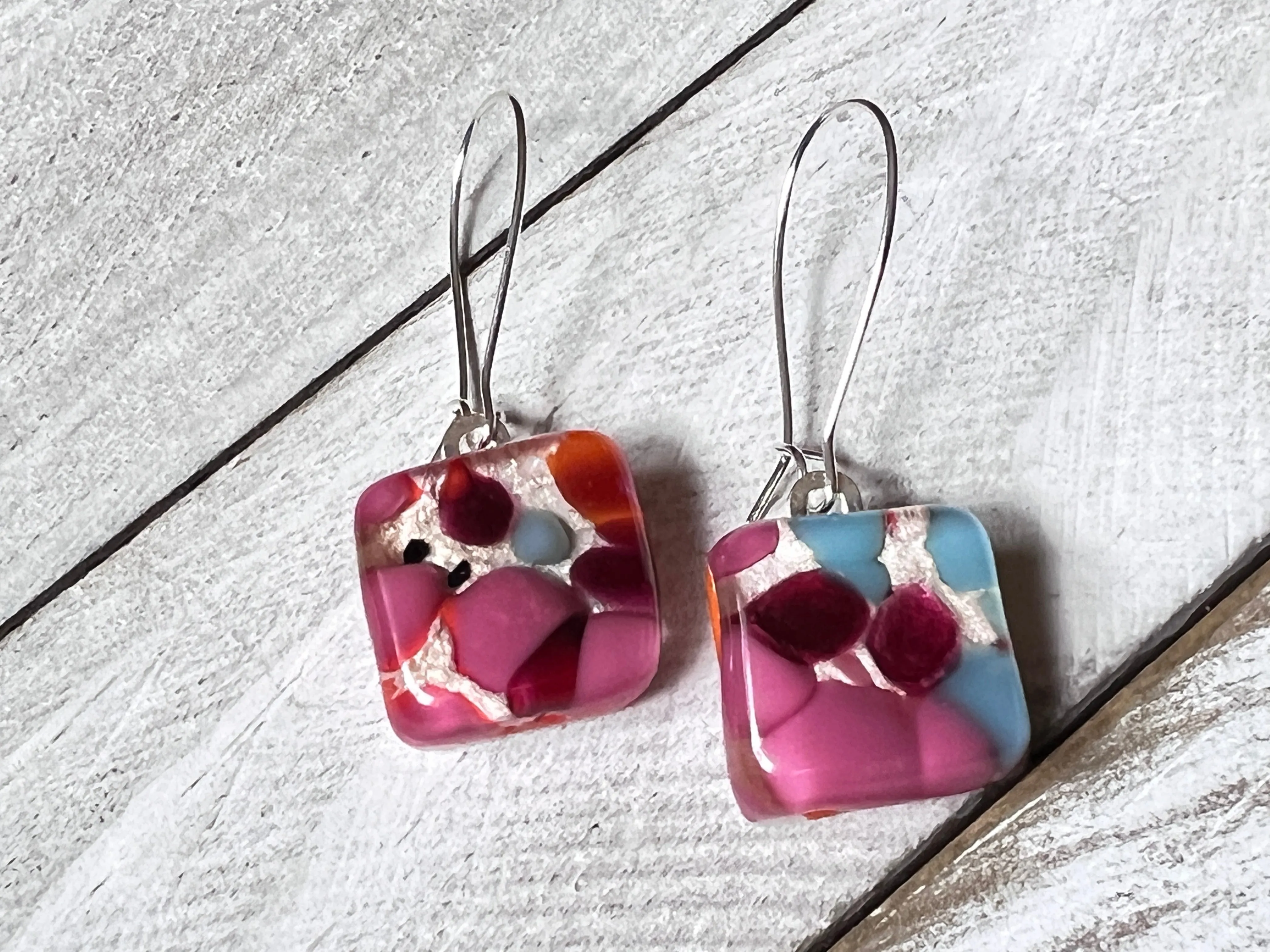 Fused Glass Earrings~Kicking Through Fall