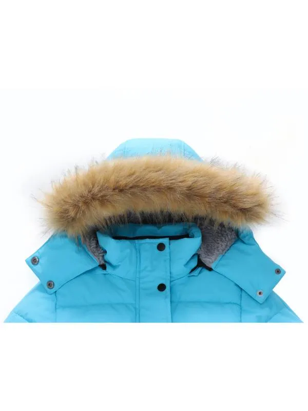 Girl's Padded Puffer Jacket Warm Winter Coat Water Resistant Hooded Parka