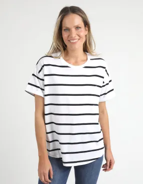 Halli Short Sleeve Tee Stripe White/Navy Stripe