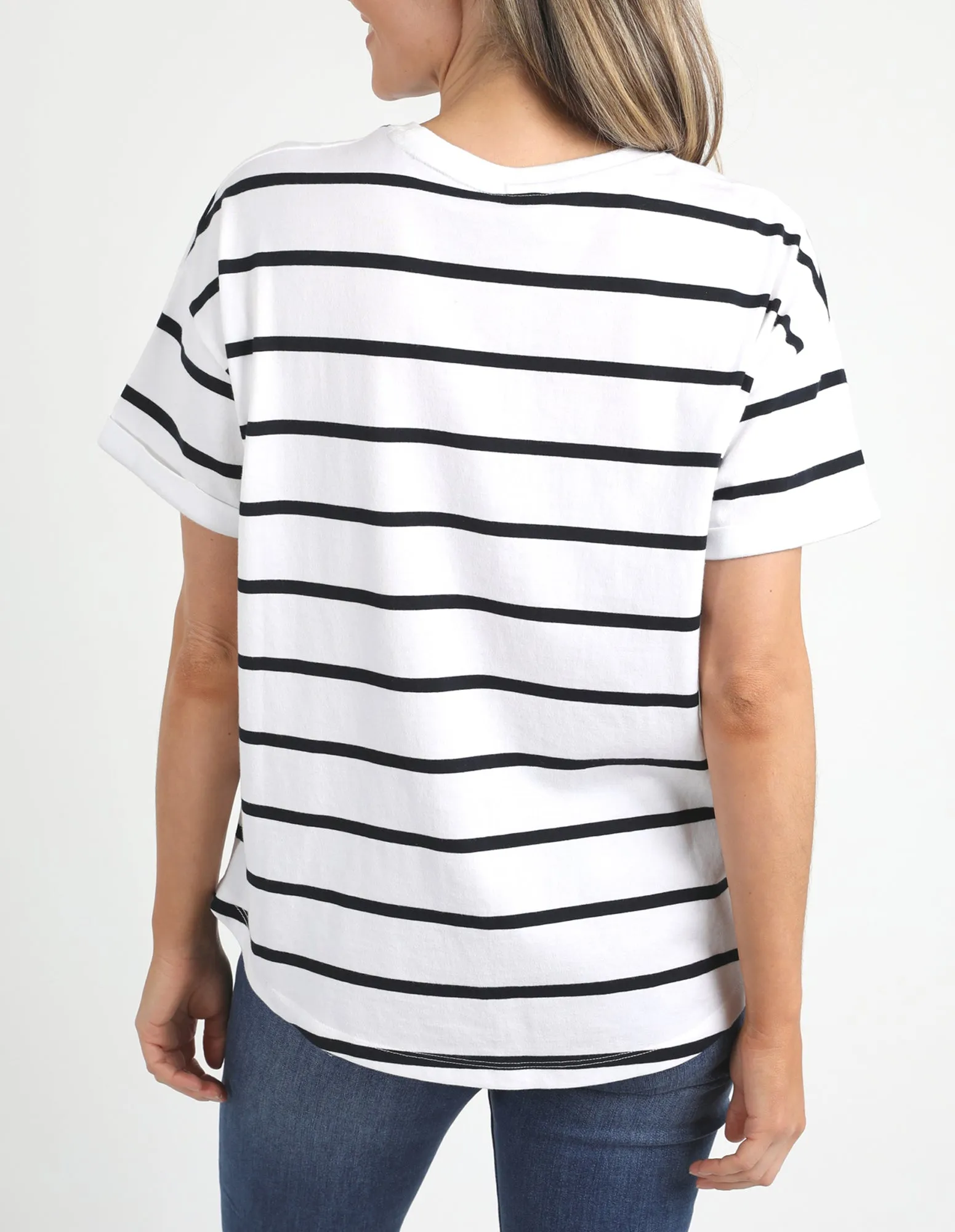 Halli Short Sleeve Tee Stripe White/Navy Stripe