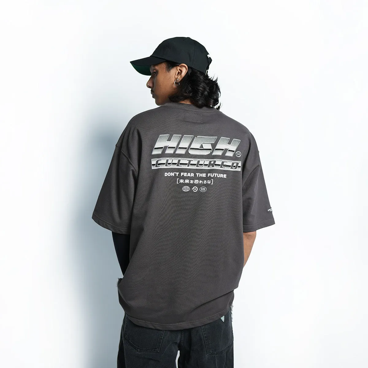 High Cultured Retro Chrome Logo Loose Tee - 1051