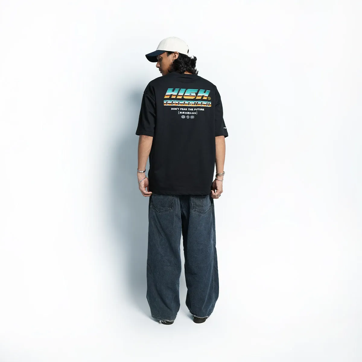 High Cultured Retro Chrome Logo Loose Tee - 1051