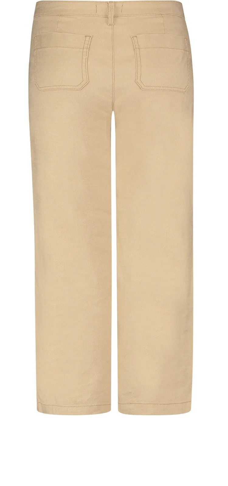 High Waisted Wide Leg Ankle Trouser Zand Stretch Linnen | Warm Sand