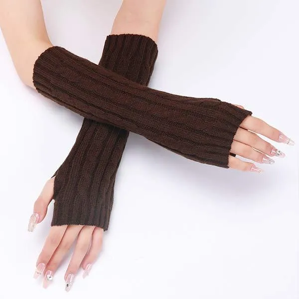 Knitted Warm Fingerless Sweater Arm Sleeves 75966435C