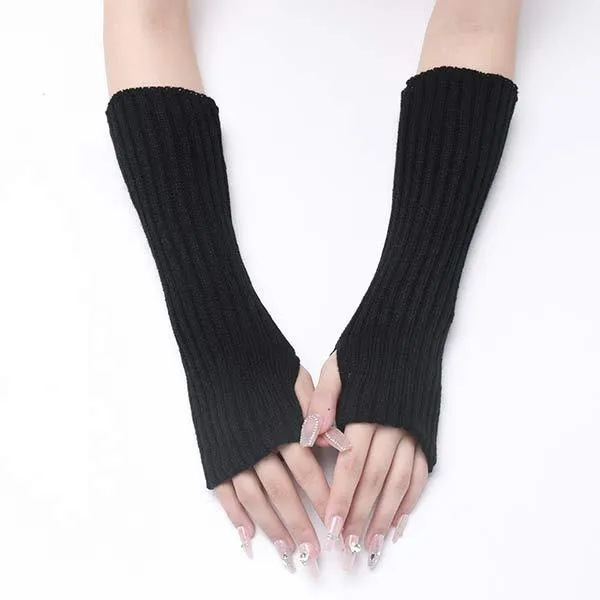 Knitted Warm Half Finger Fingerless Arm Sleeves 70444179C