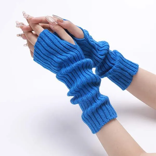 Knitted Warm Half Finger Fingerless Arm Sleeves 70444179C