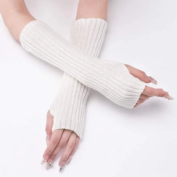 Knitted Warm Half Finger Fingerless Arm Sleeves 70444179C