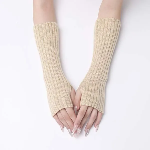 Knitted Warm Half Finger Fingerless Arm Sleeves 70444179C