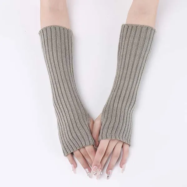 Knitted Warm Half Finger Fingerless Arm Sleeves 70444179C