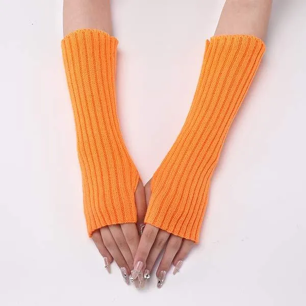 Knitted Warm Half Finger Fingerless Arm Sleeves 70444179C