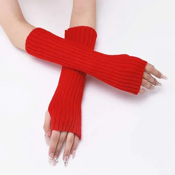 Knitted Warm Half Finger Fingerless Arm Sleeves 70444179C