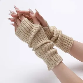 Knitted Warm Half Finger Fingerless Arm Sleeves 70444179C