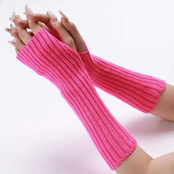 Knitted Warm Half Finger Fingerless Arm Sleeves 70444179C