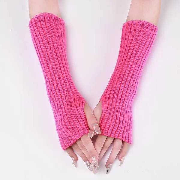 Knitted Warm Half Finger Fingerless Arm Sleeves 70444179C