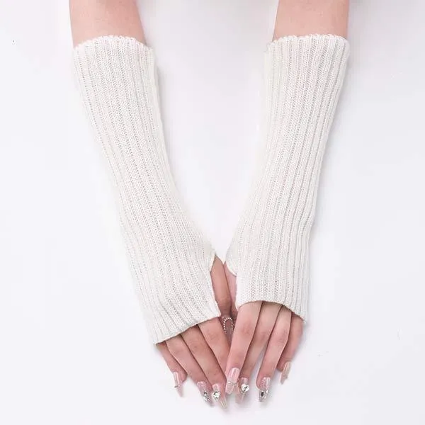 Knitted Warm Half Finger Fingerless Arm Sleeves 70444179C