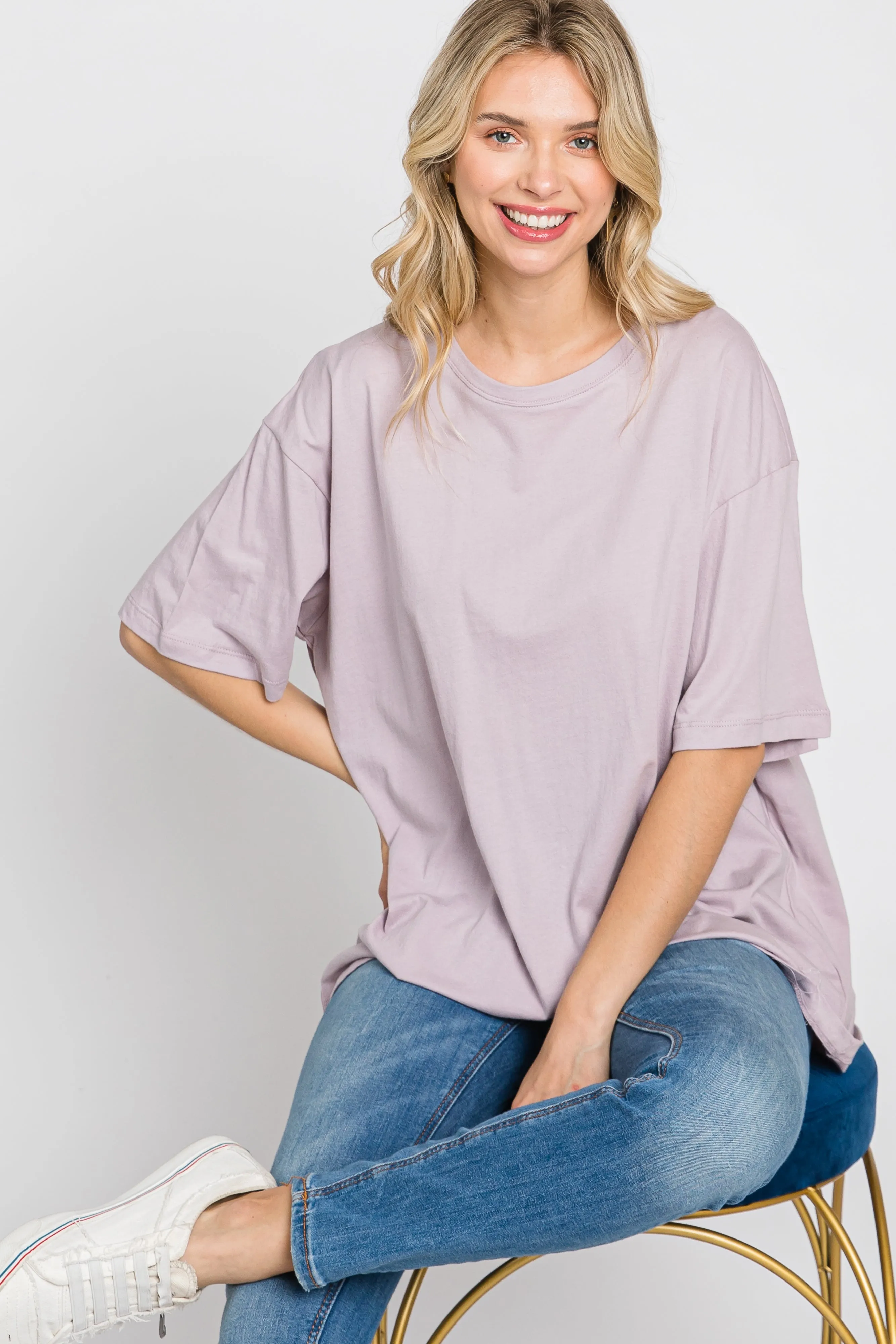 Lavender Basic Oversized Tee