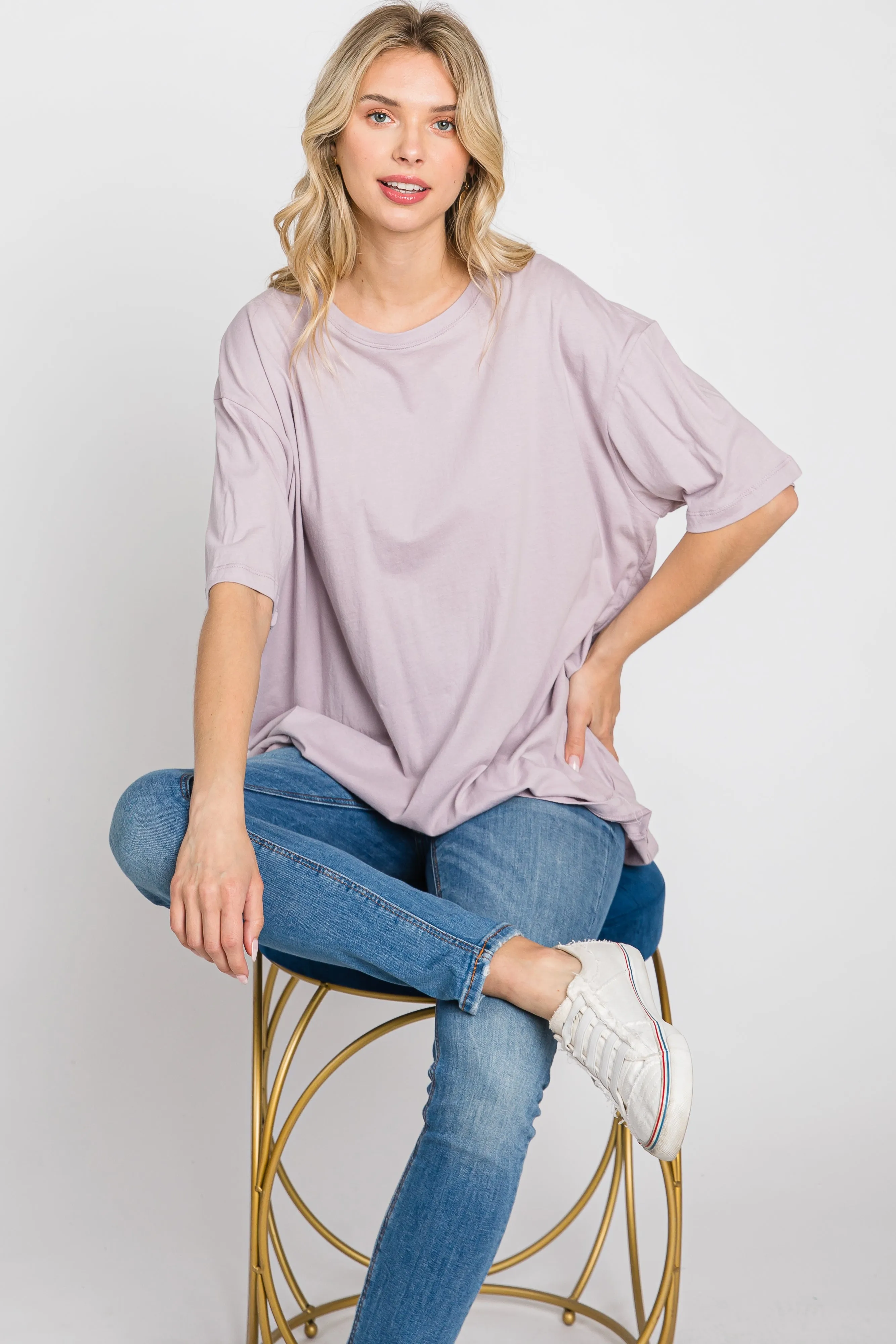 Lavender Basic Oversized Tee