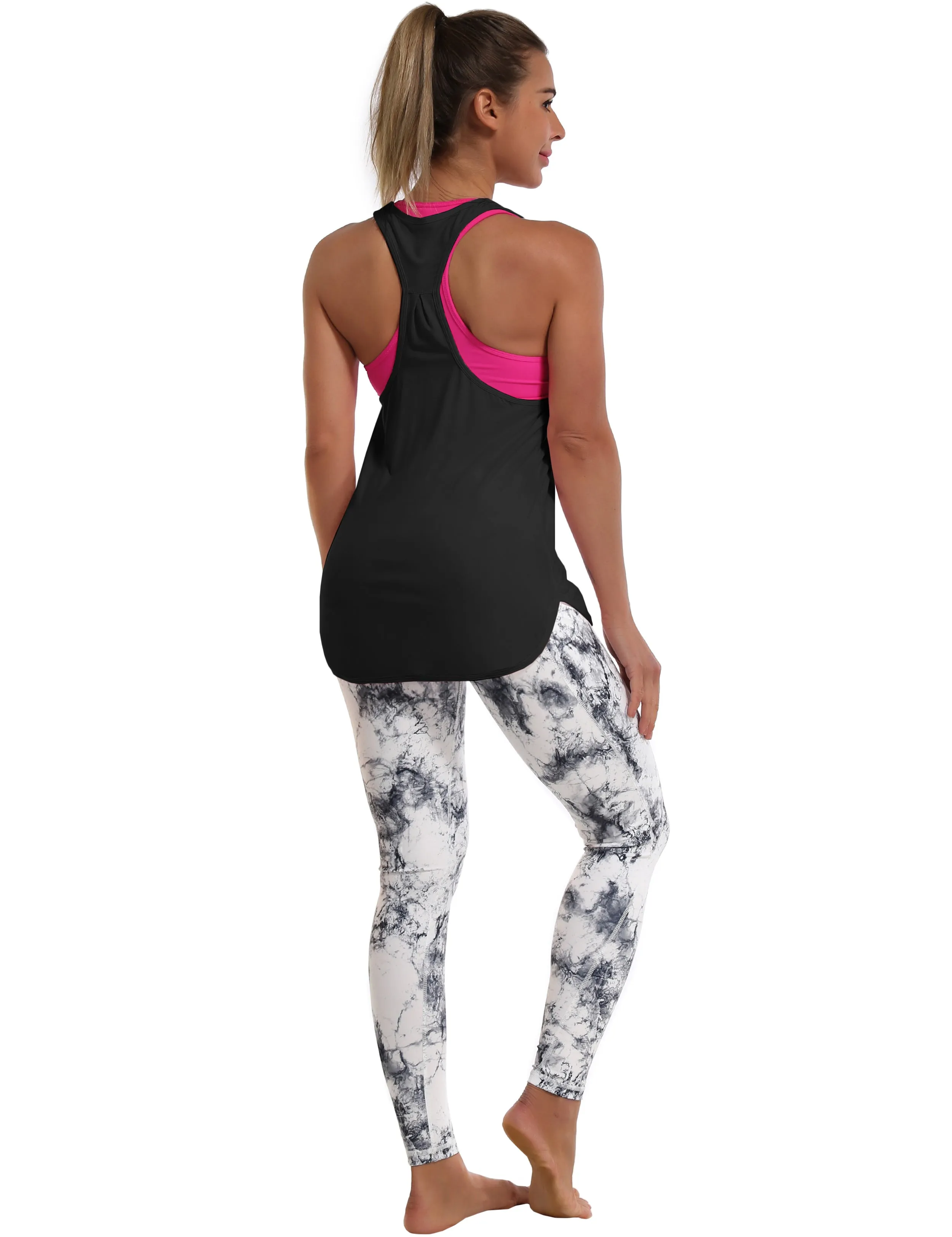 Loose Fit Racerback Tank Top black_yogastudio