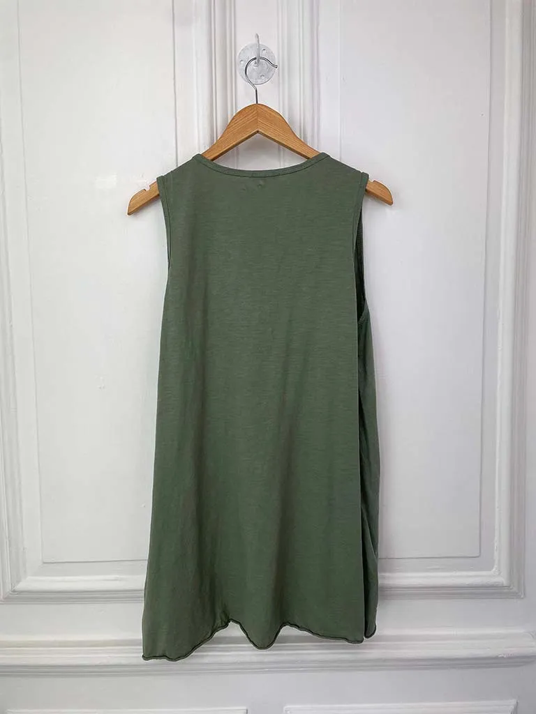 Loose Longline Vest Top - Khaki