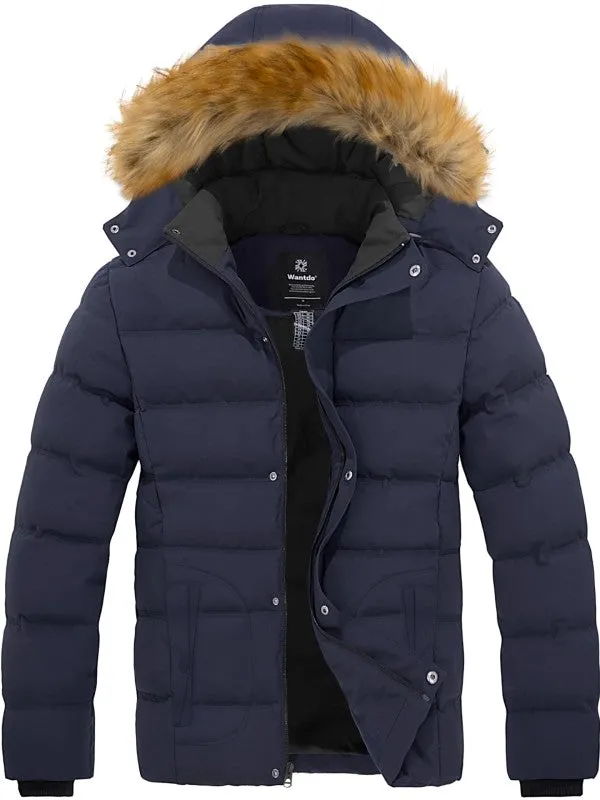 Men's Winter Puffer Coat Warm Faux Fur Hooded Jacket Valley II