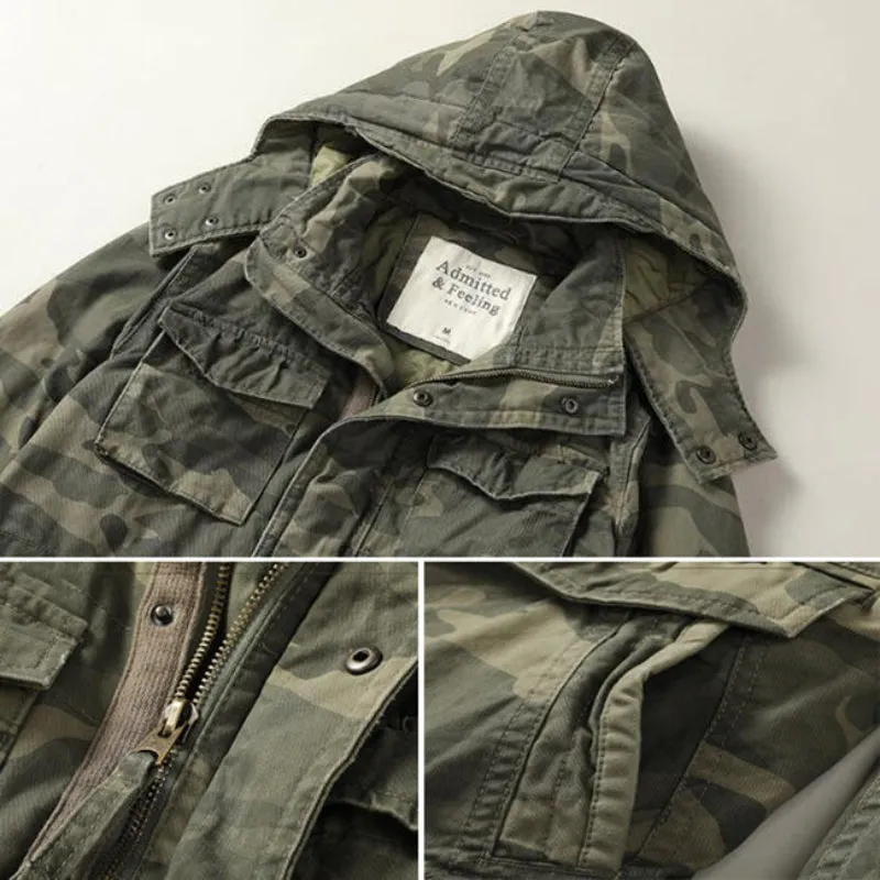 Military Thick Camo Pure Cotton Warm Parkas Men Jacket