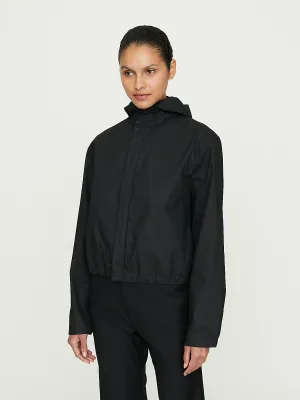 No. 281 Coated Cotton Twill Hooded Jacket in Black