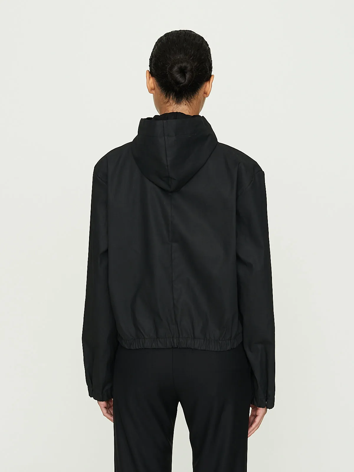 No. 281 Coated Cotton Twill Hooded Jacket in Black