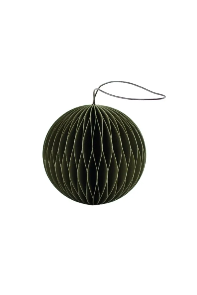 Nordic Rooms - Christmas Ornament - Paper Sphere - 8.5cm - Olive Green