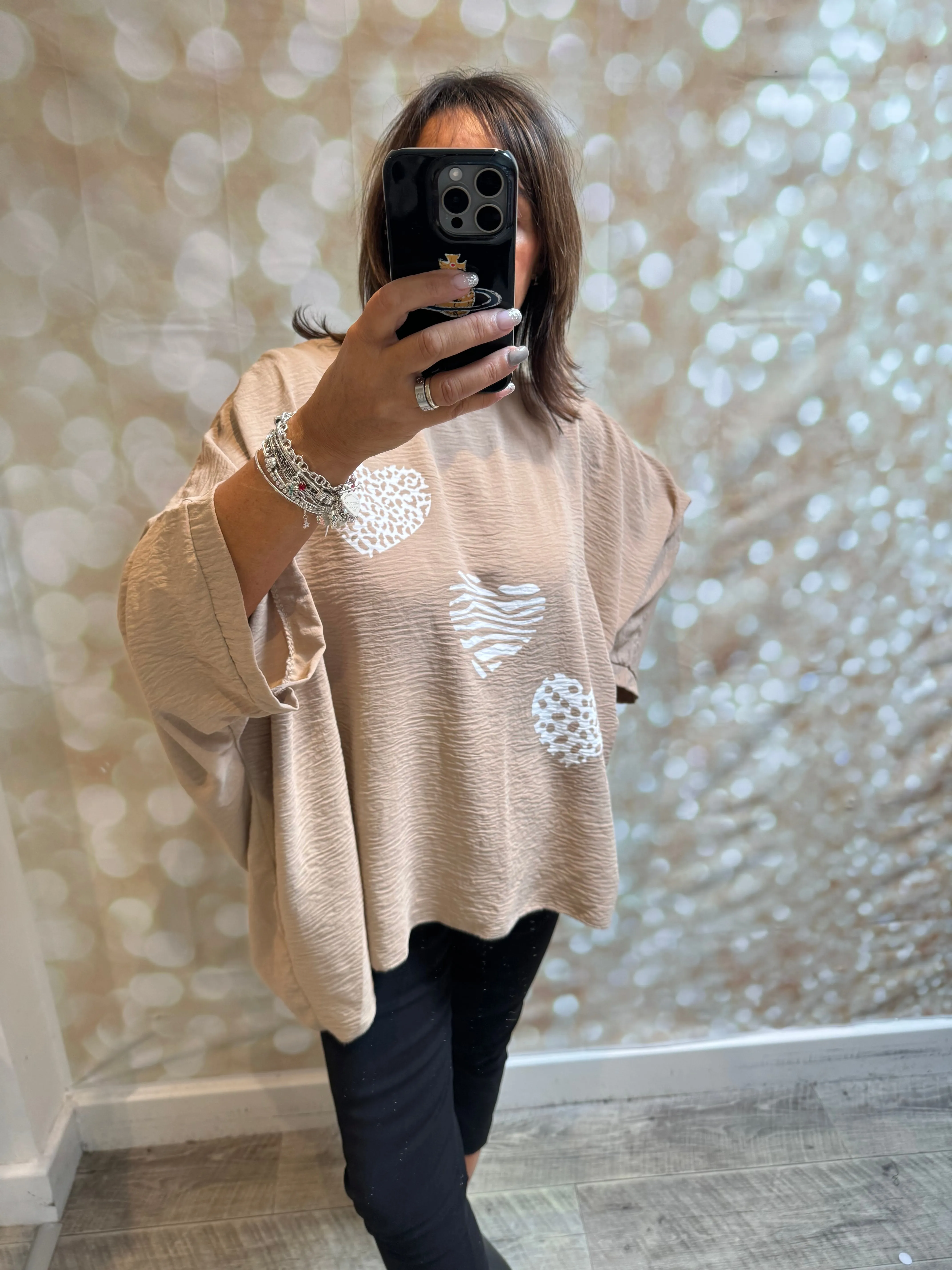 Oversized Triple Heart Top