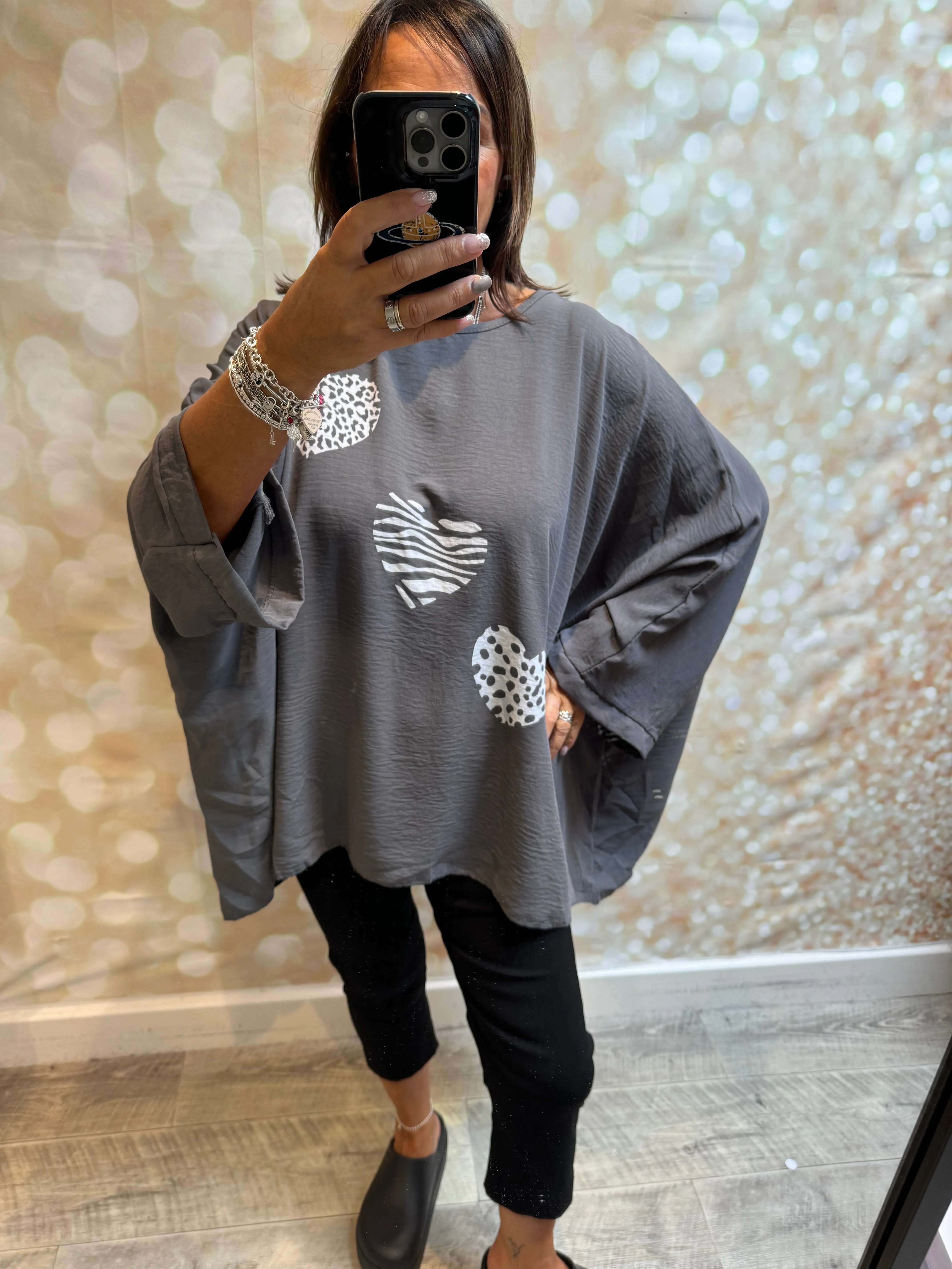 Oversized Triple Heart Top