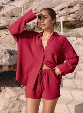 Red Oversized Shirt- Barron