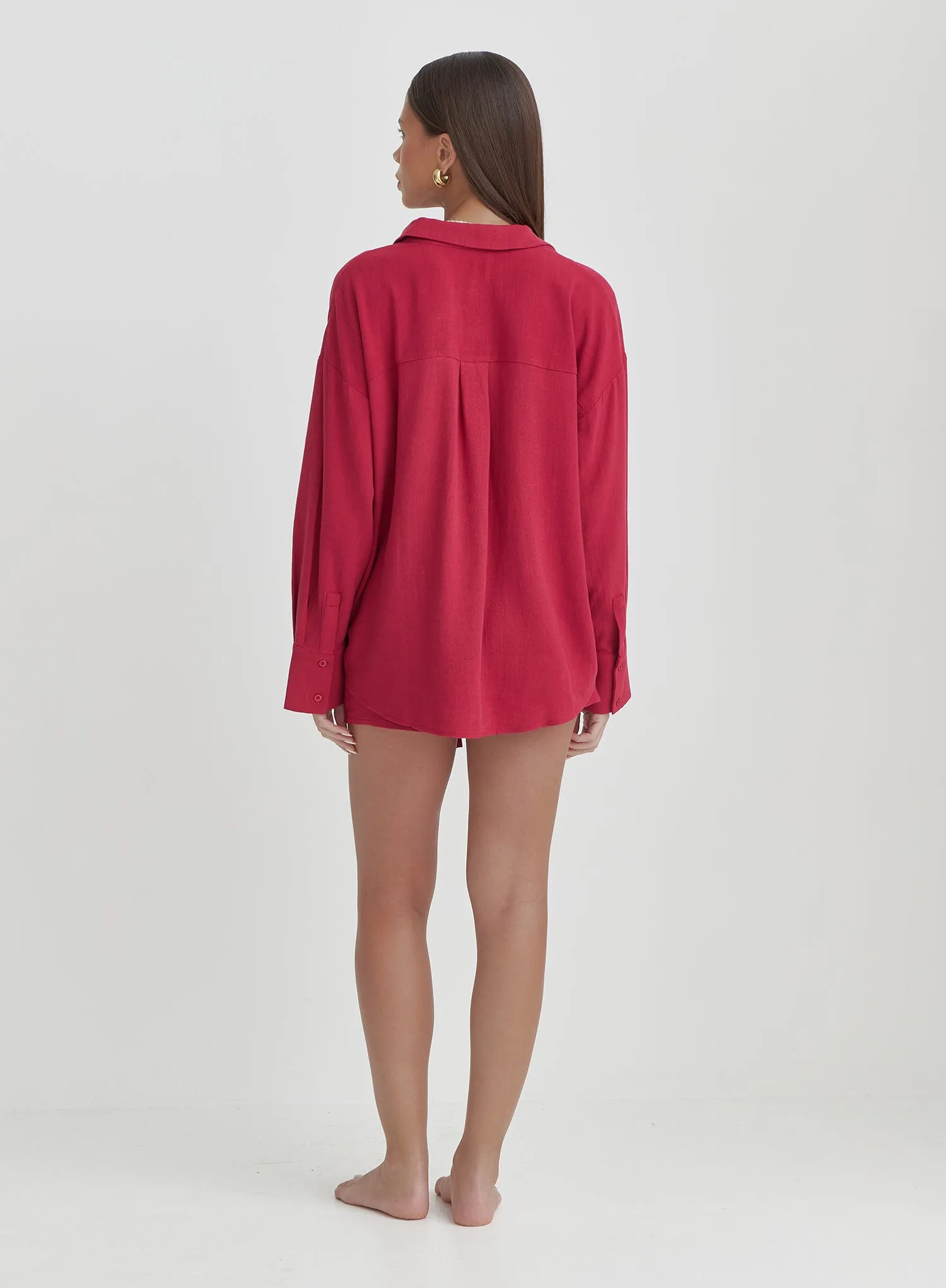 Red Oversized Shirt- Barron