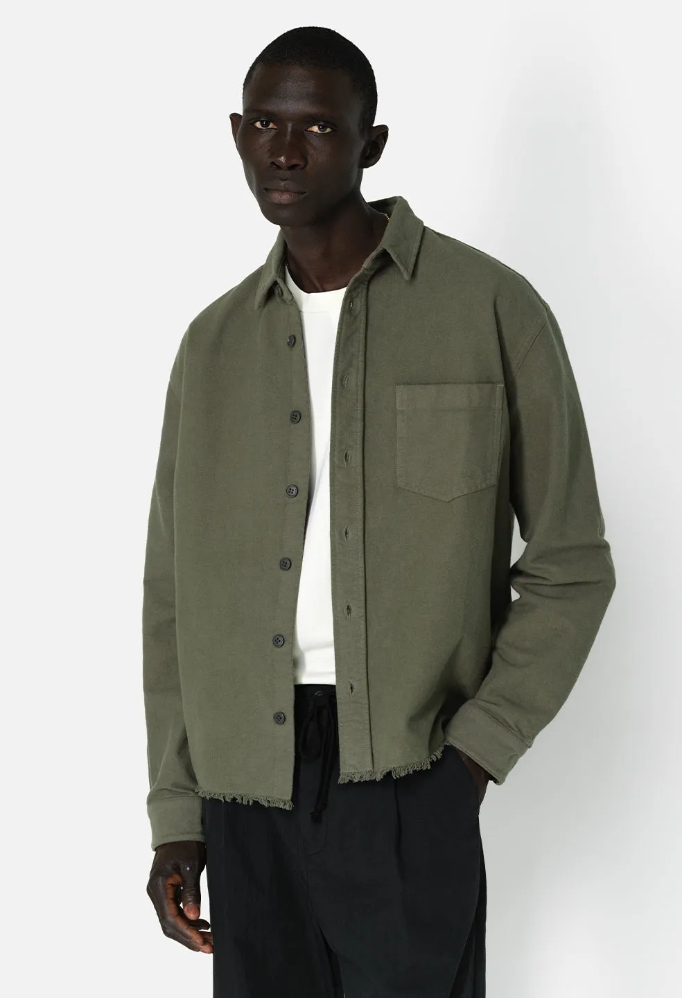 Solid Hemi Oversized Shirt / Olive