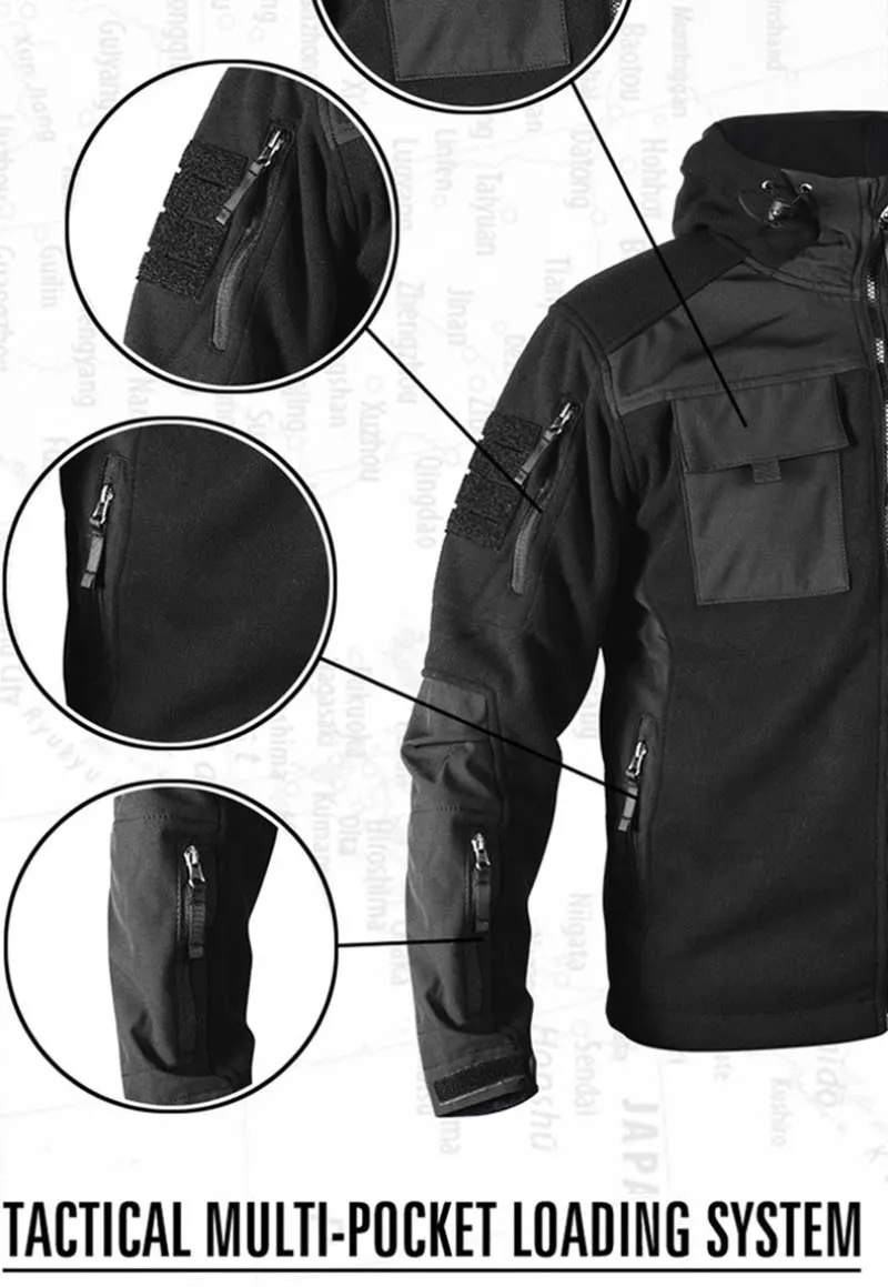 Stand-up Collar Warm Fleece Soft Shell Stitching Men's Jacket