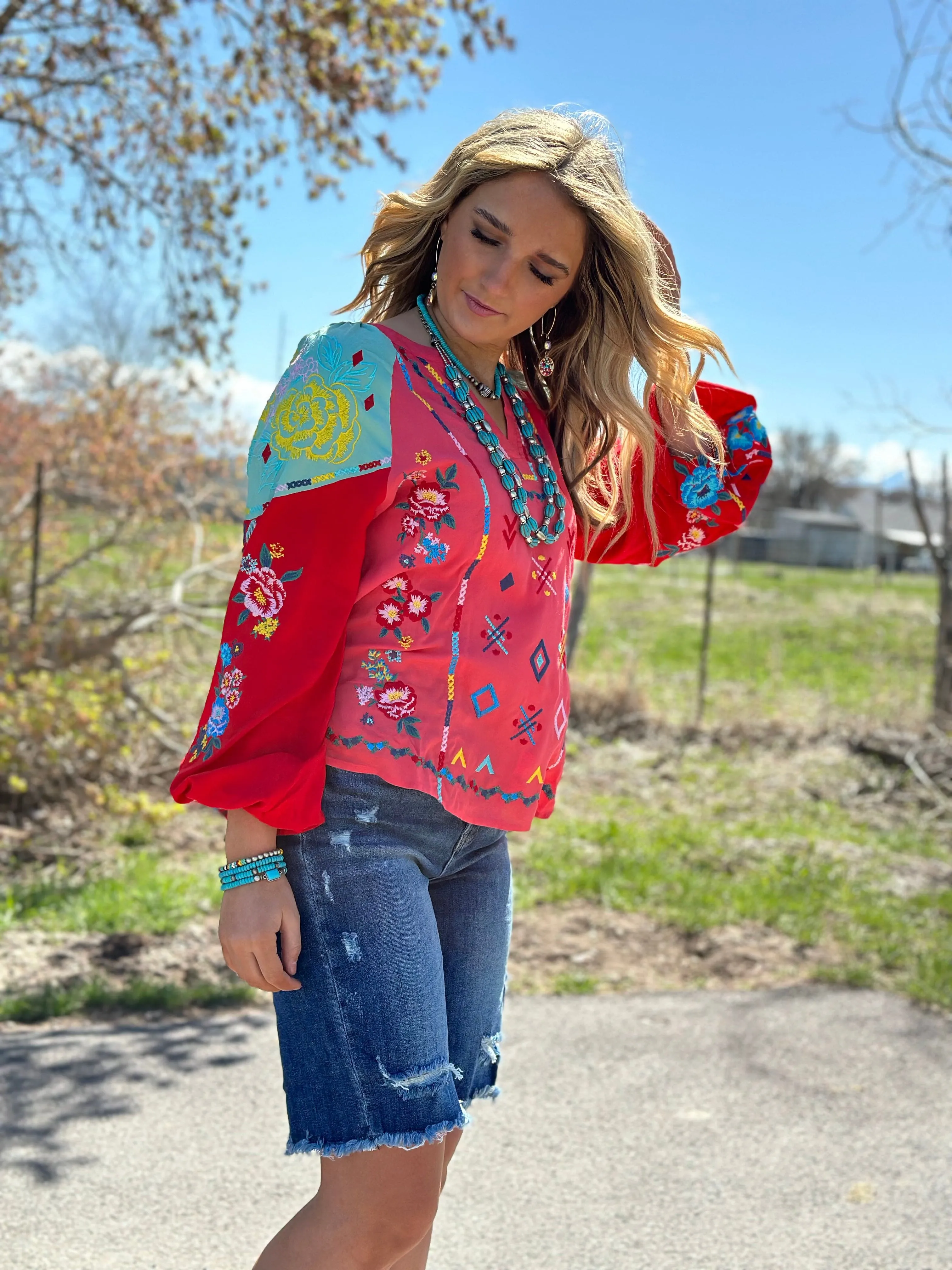 The Fall Let’s  Fiesta Embroidered Top