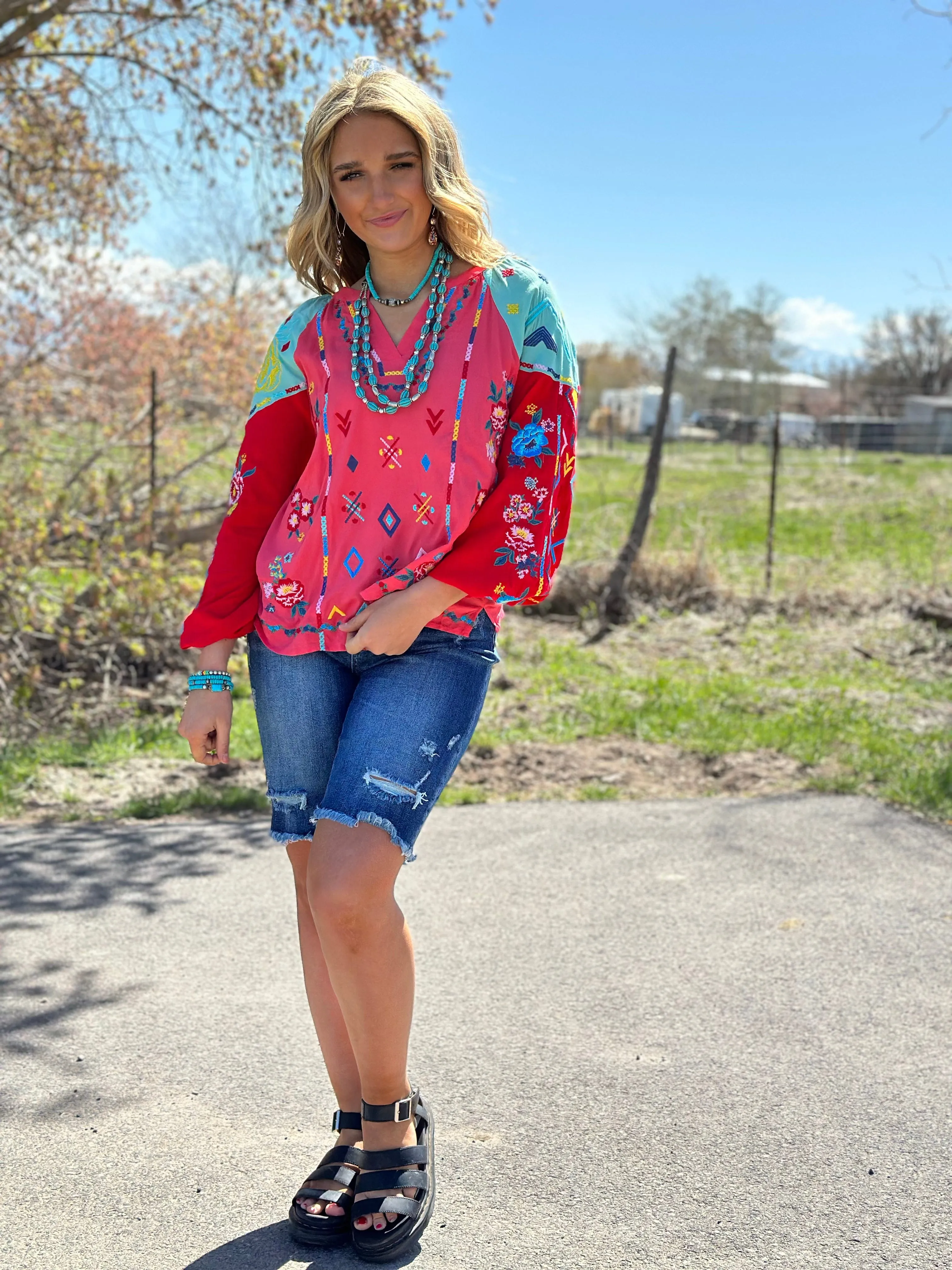 The Fall Let’s  Fiesta Embroidered Top