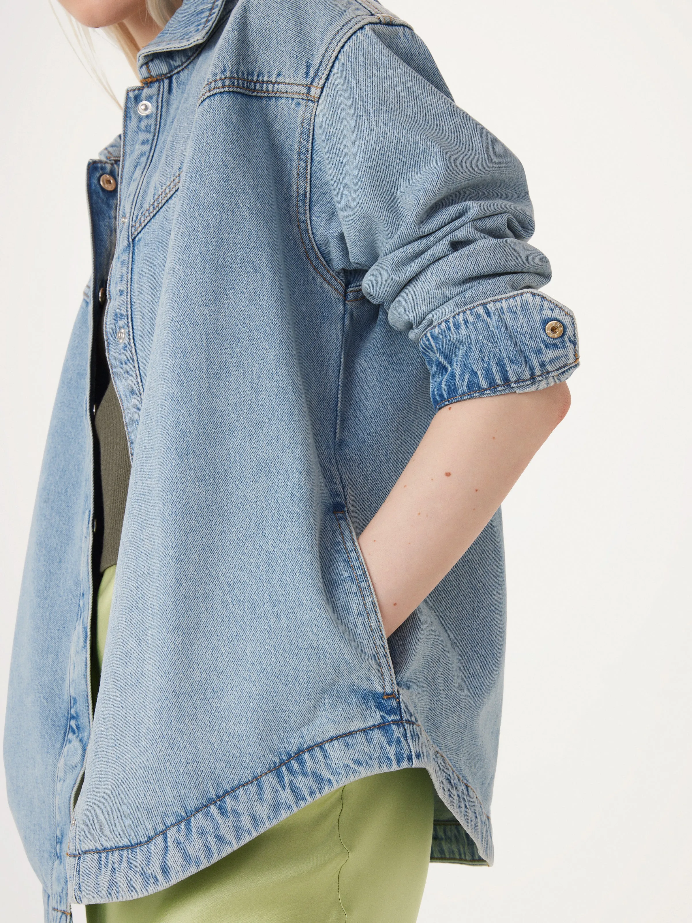 The Loose Denim Overshirt in Light Indigo